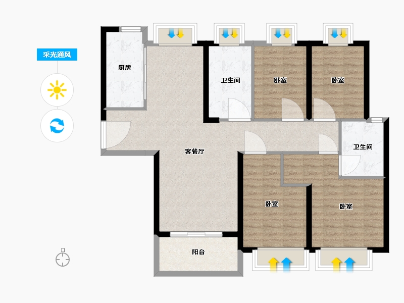 湖北省-武汉市-招商江山和樾-110.00-户型库-采光通风