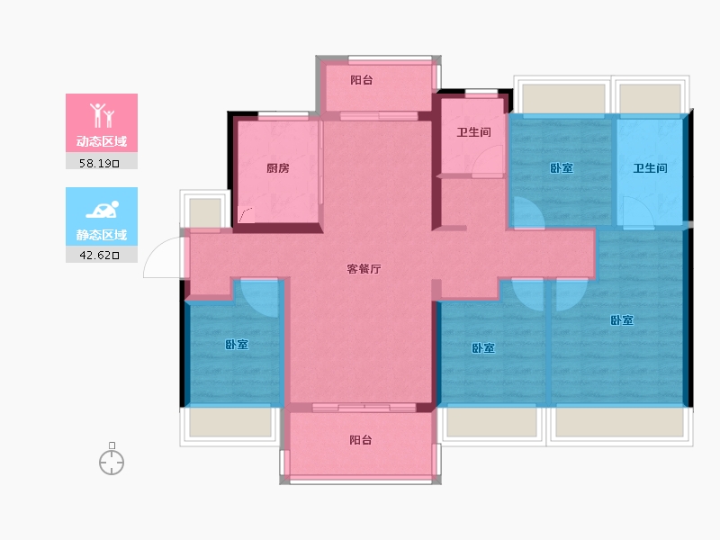 广东省-江门市-美的海棠公馆-89.28-户型库-动静分区