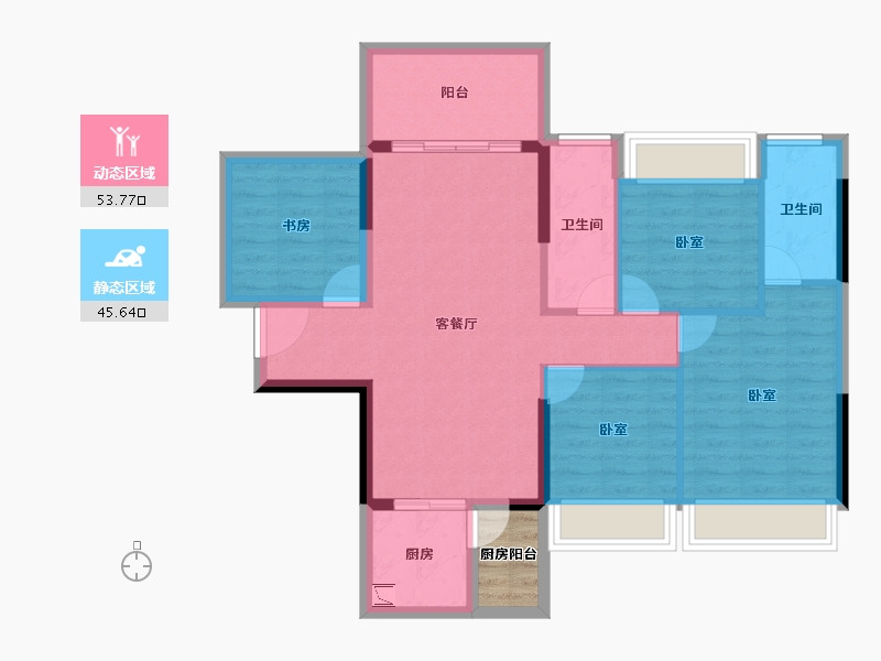 广东省-湛江市-龙悦公馆-91.74-户型库-动静分区