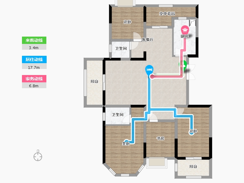 湖南省-长沙市-兴汝金城-132.25-户型库-动静线