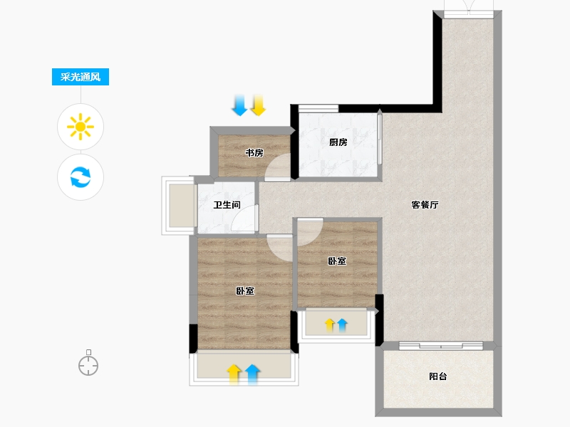 广东省-湛江市-宝江天盈-65.95-户型库-采光通风