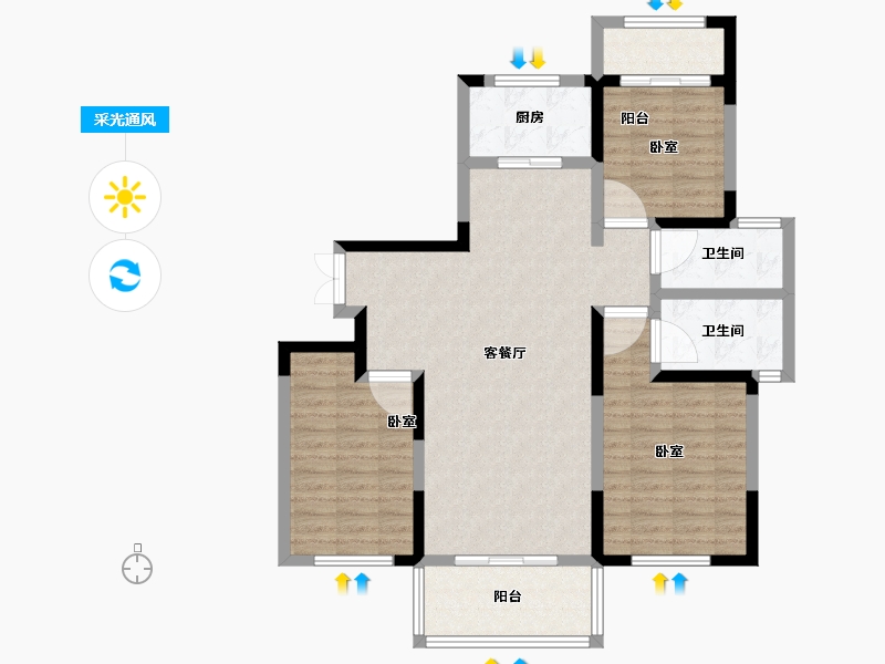 湖南省-常德市-曙光·锦城-97.00-户型库-采光通风