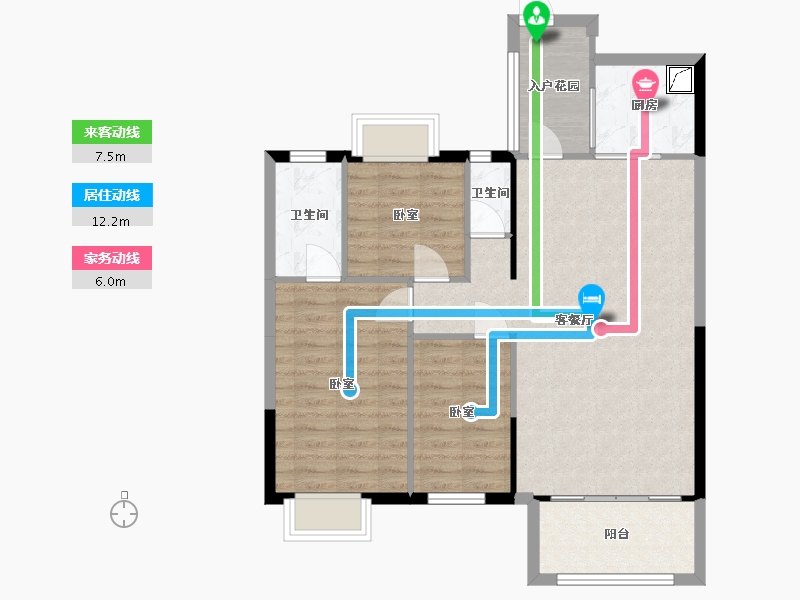 湖南省-常德市-临澧三一翡翠湾-85.99-户型库-动静线