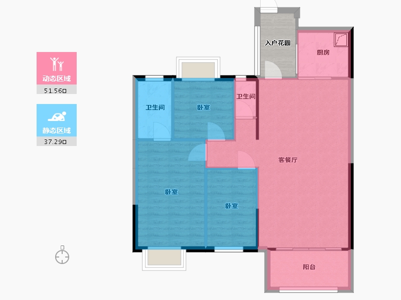 湖南省-常德市-临澧三一翡翠湾-85.99-户型库-动静分区