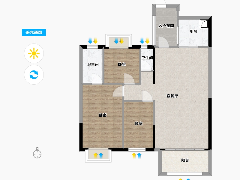 湖南省-常德市-临澧三一翡翠湾-85.99-户型库-采光通风