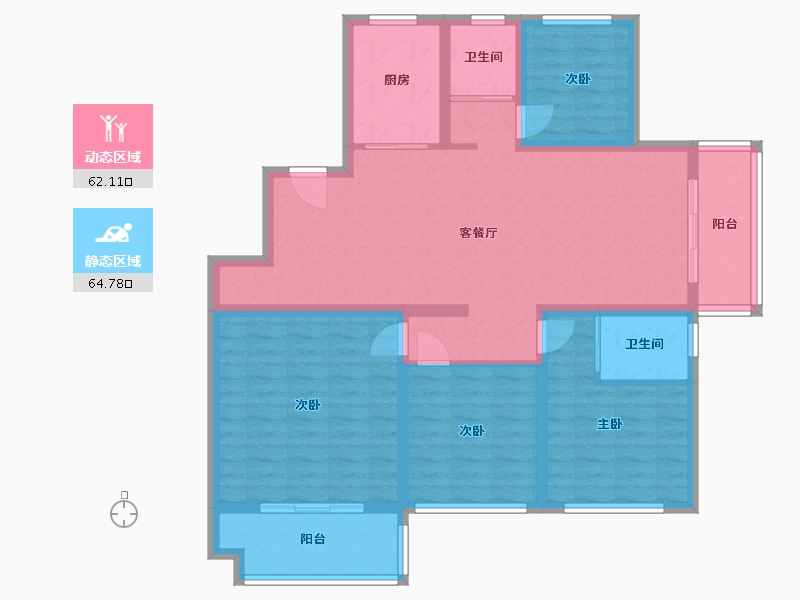 江苏省-徐州市-滨河美景-113.58-户型库-动静分区