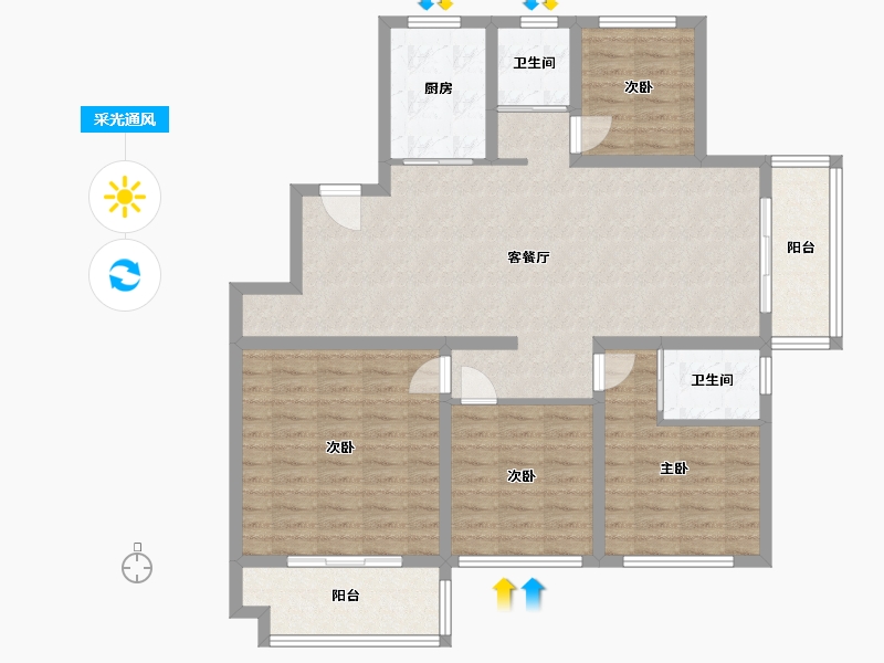 江苏省-徐州市-滨河美景-113.58-户型库-采光通风