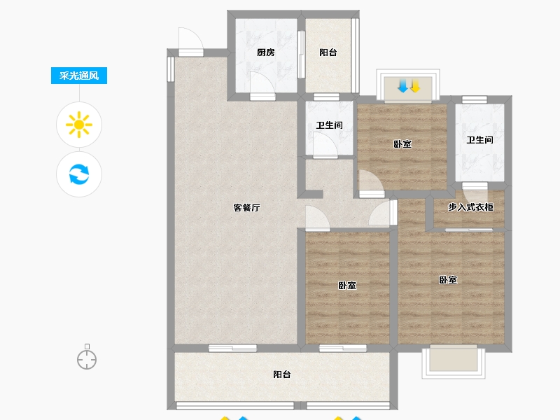 湖南省-株洲市-亿都澜庭-96.21-户型库-采光通风