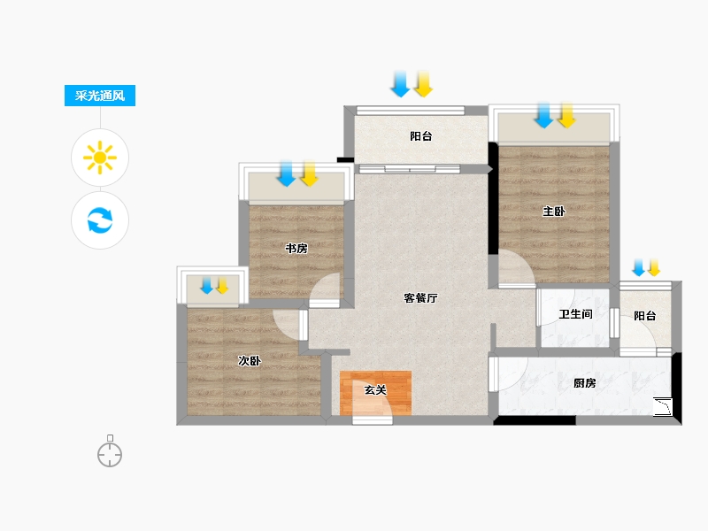 重庆-undefined-金地自在城-67.82-户型库-采光通风