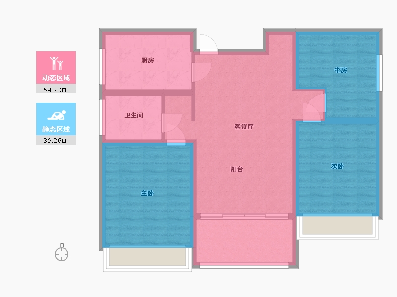 安徽省-蚌埠市-丽景天成紫金苑-84.00-户型库-动静分区