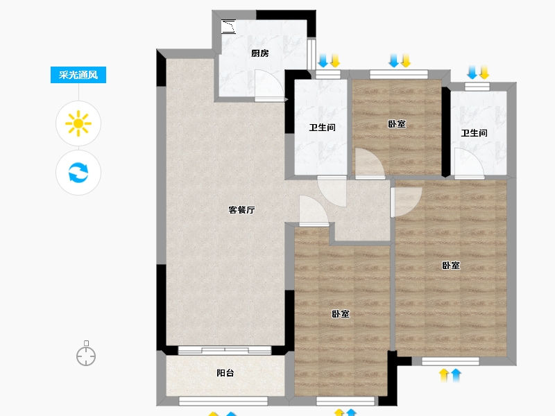 湖北省-武汉市-红星天铂-77.00-户型库-采光通风