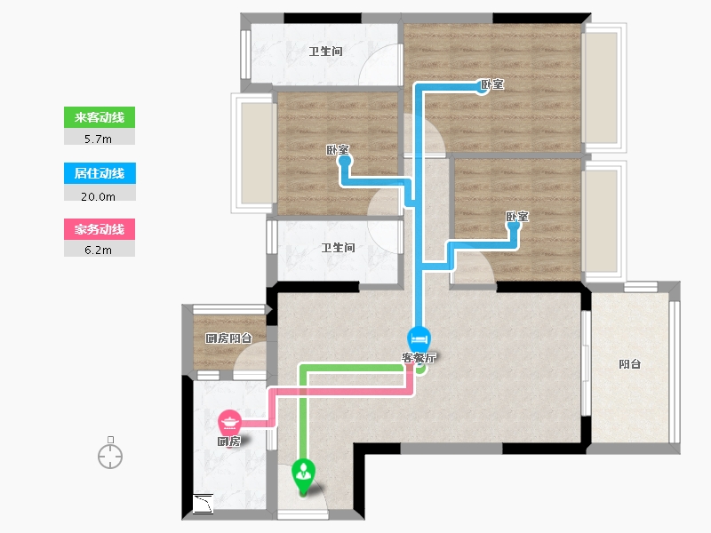 广东省-湛江市-龙悦公馆-87.91-户型库-动静线