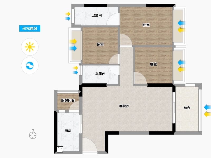 广东省-湛江市-龙悦公馆-87.91-户型库-采光通风