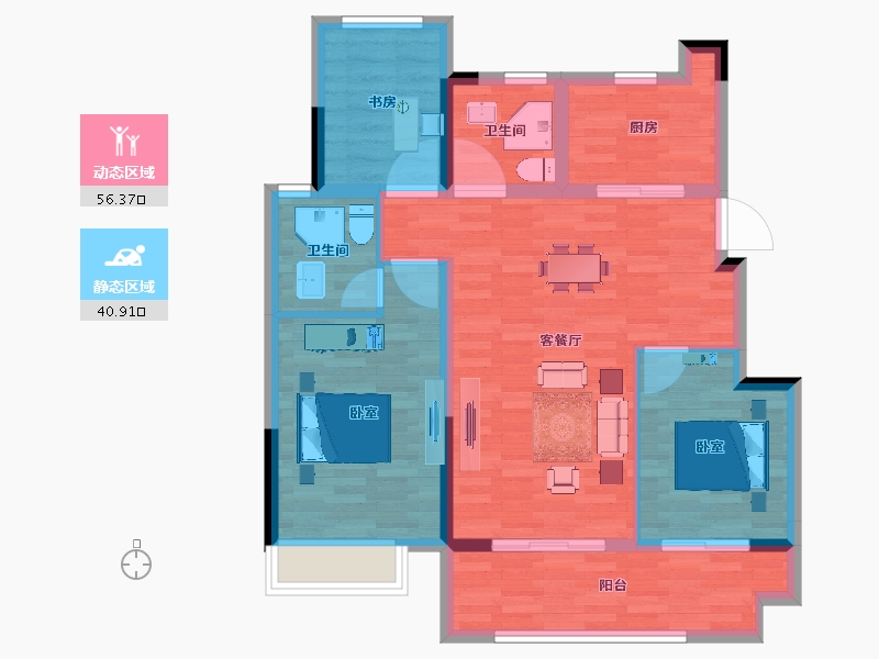 安徽省-安庆市-文德桐国府-87.00-户型库-动静分区