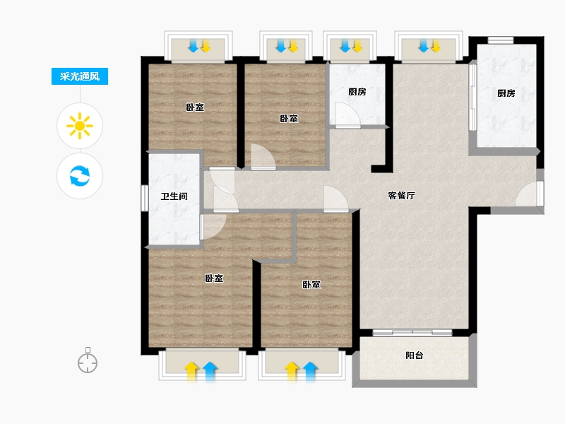 湖北省-武汉市-招商江山和樾-111.00-户型库-采光通风