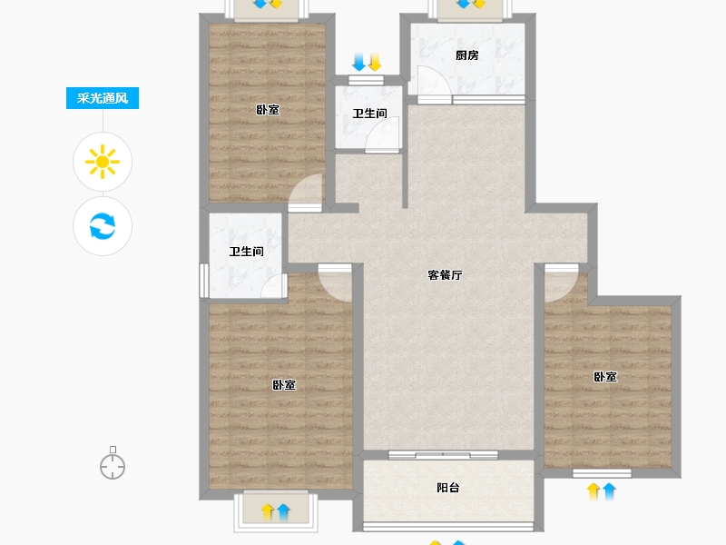 河南省-信阳市-怡景学苑-109.00-户型库-采光通风