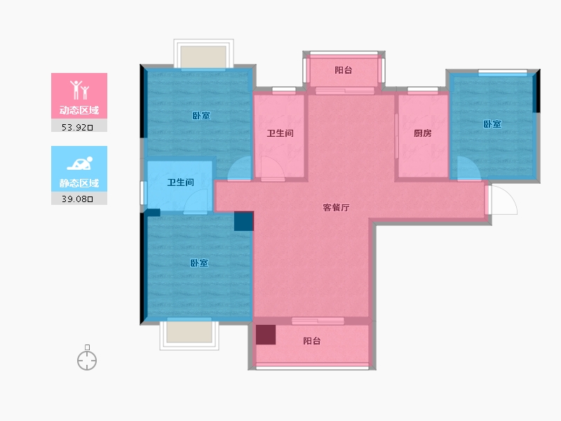 湖北省-黄石市-滨江国际-83.28-户型库-动静分区