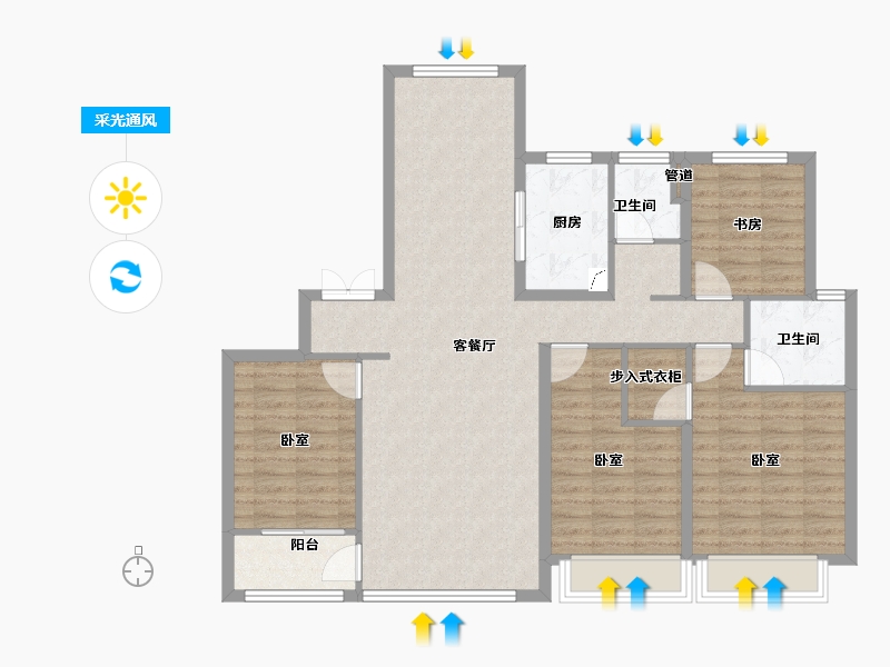 浙江省-宁波市-维科望江府-111.00-户型库-采光通风