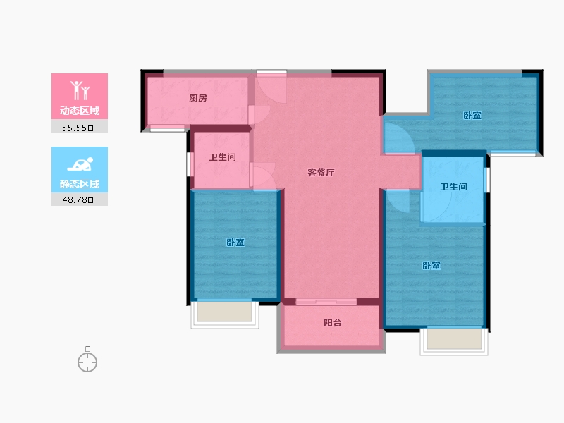 湖北省-武汉市-招商江山和樾-93.66-户型库-动静分区