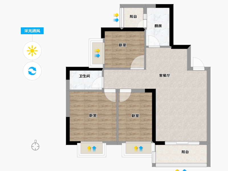 广东省-佛山市-通号天聚广场-66.60-户型库-采光通风