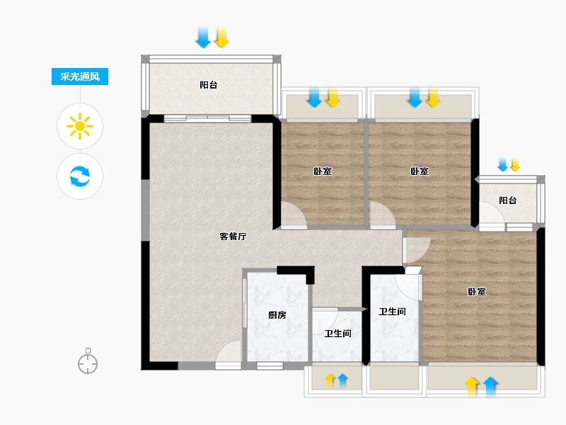 广东省-湛江市-麻章广弘商业广场-83.82-户型库-采光通风