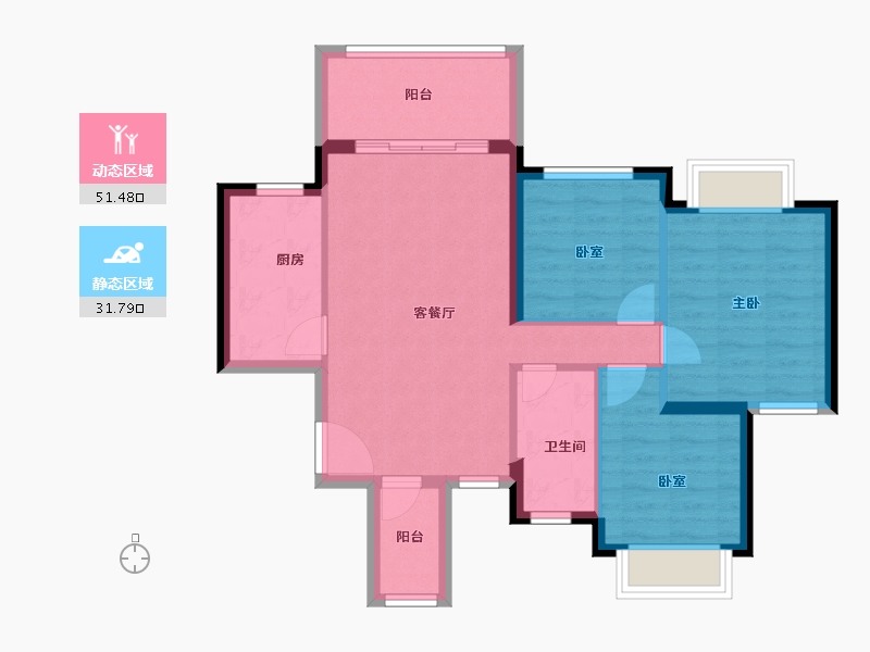 广西壮族自治区-贺州市-南宁恒大绿洲-74.58-户型库-动静分区