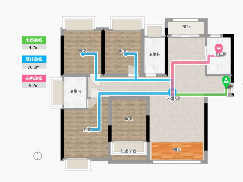 湖南省-湘潭市-锦绣世家西苑-105.97-户型库-动静线