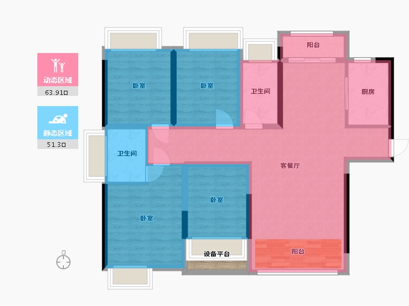 湖南省-湘潭市-锦绣世家西苑-105.97-户型库-动静分区