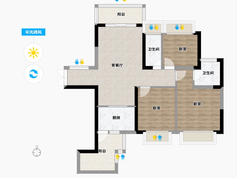 广东省-佛山市-通号天聚广场-80.20-户型库-采光通风