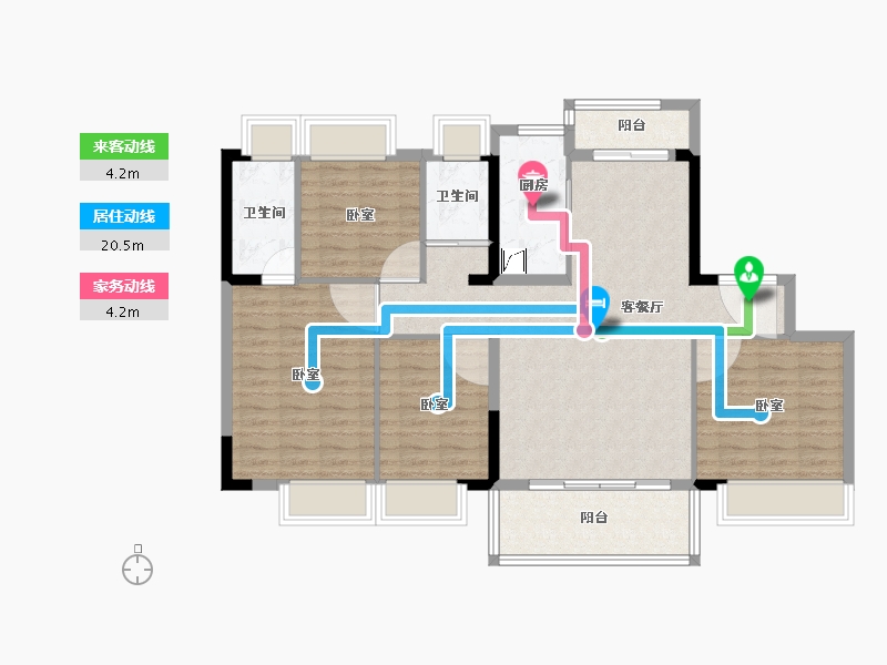 湖南省-长沙市-碧桂园·荟隽棠-106.61-户型库-动静线