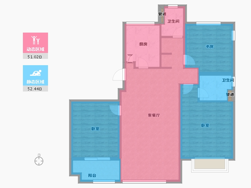 浙江省-宁波市-维科望江府-93.00-户型库-动静分区