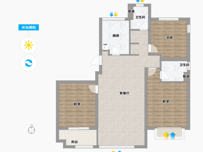 浙江省-宁波市-维科望江府-93.00-户型库-采光通风