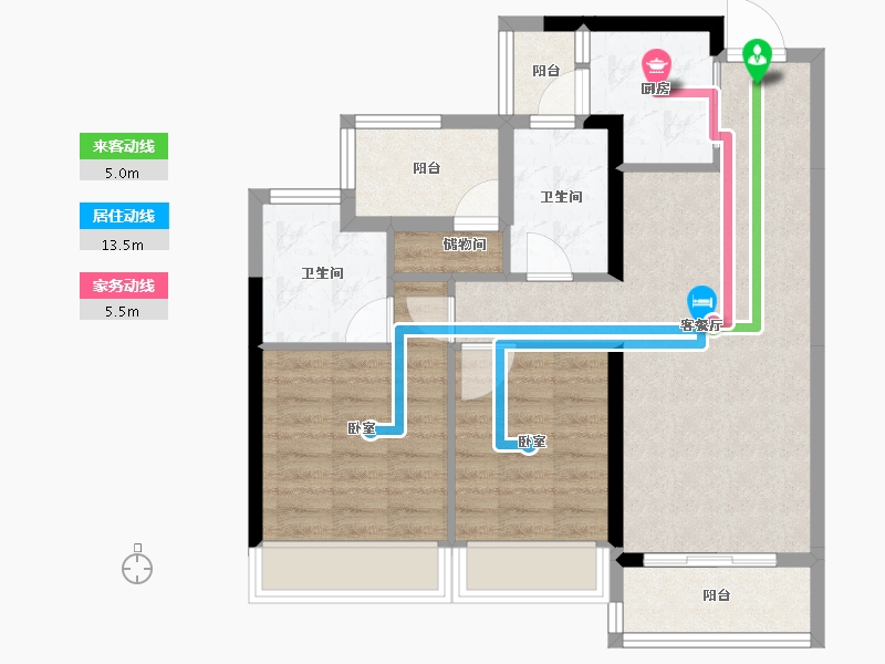 广东省-江门市-美的海棠公馆-74.05-户型库-动静线