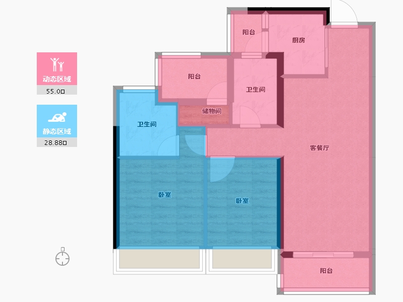 广东省-江门市-美的海棠公馆-74.05-户型库-动静分区