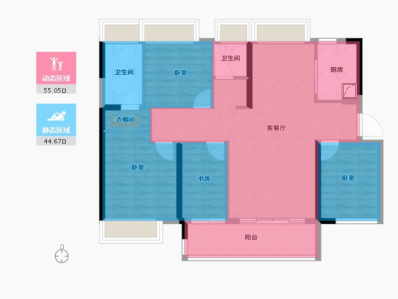 广东省-佛山市-金科集美山水-89.13-户型库-动静分区