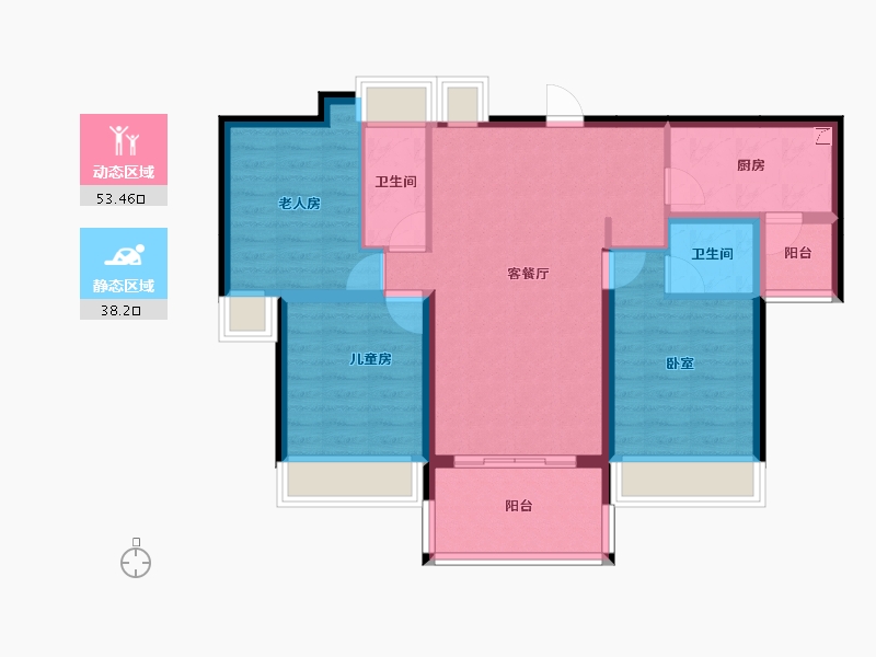 广东省-江门市-碧桂园中海瓏悅府-81.56-户型库-动静分区