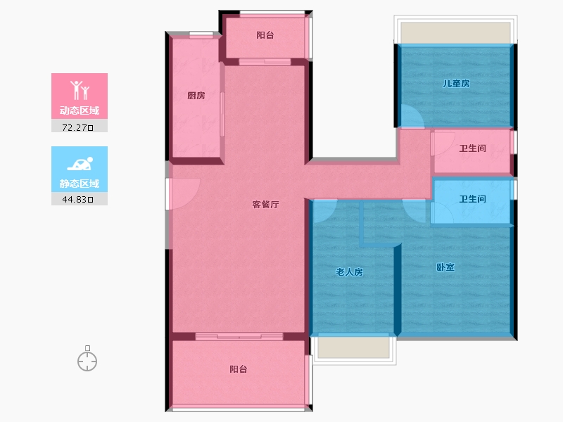 广东省-江门市-碧桂园中海瓏悅府-105.30-户型库-动静分区