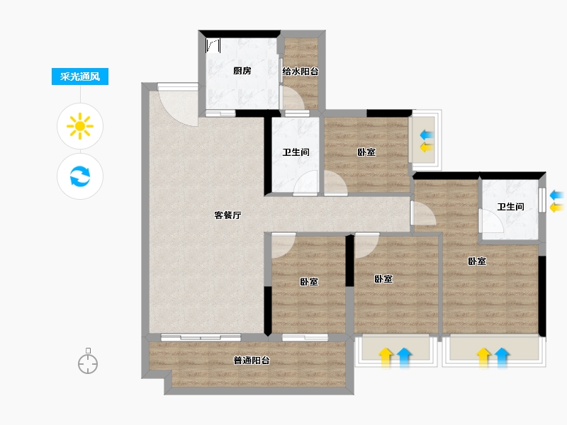 广东省-湛江市-碧桂园·岭南盛世-97.26-户型库-采光通风