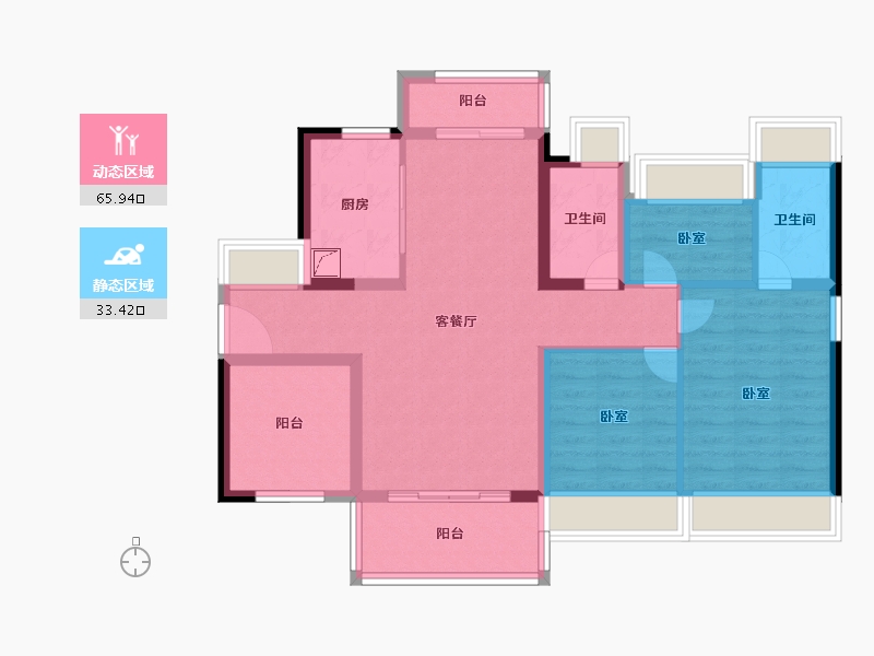 广东省-佛山市-ICC碧桂园三龙汇-87.39-户型库-动静分区