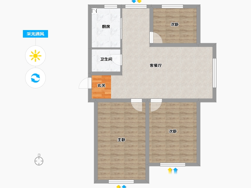 吉林省-长春市-良品柏宏爱琴湾-81.84-户型库-采光通风