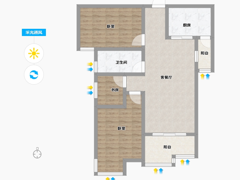 湖北省-孝感市-瑞丰国际城-85.10-户型库-采光通风