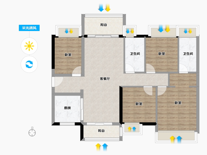 广东省-珠海市-时代山湖海·兼得-98.90-户型库-采光通风