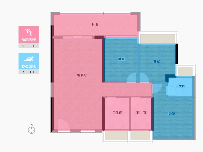 广东省-江门市-东方华庭-84.18-户型库-动静分区