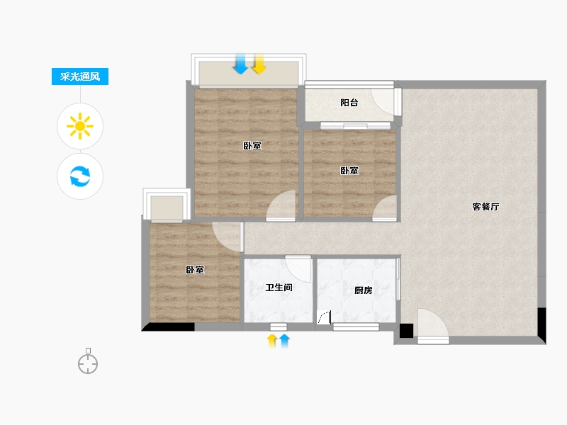 广东省-湛江市-中盛祈和公寓-80.00-户型库-采光通风