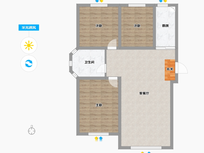 吉林省-长春市-良品柏宏爱琴湾-89.23-户型库-采光通风