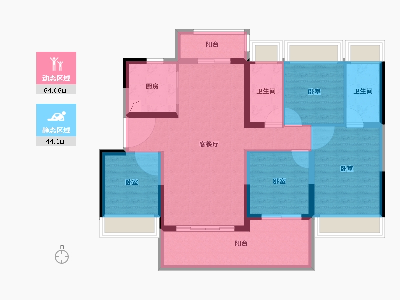 广东省-湛江市-碧桂园·岭南盛世-96.38-户型库-动静分区