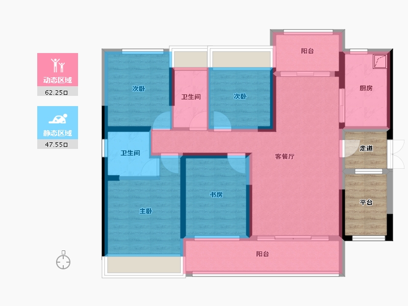 湖南省-湘潭市-步步高新天地-105.52-户型库-动静分区