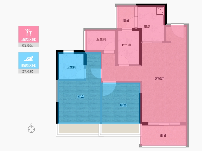 广东省-广州市-华远·海蓝城-71.00-户型库-动静分区