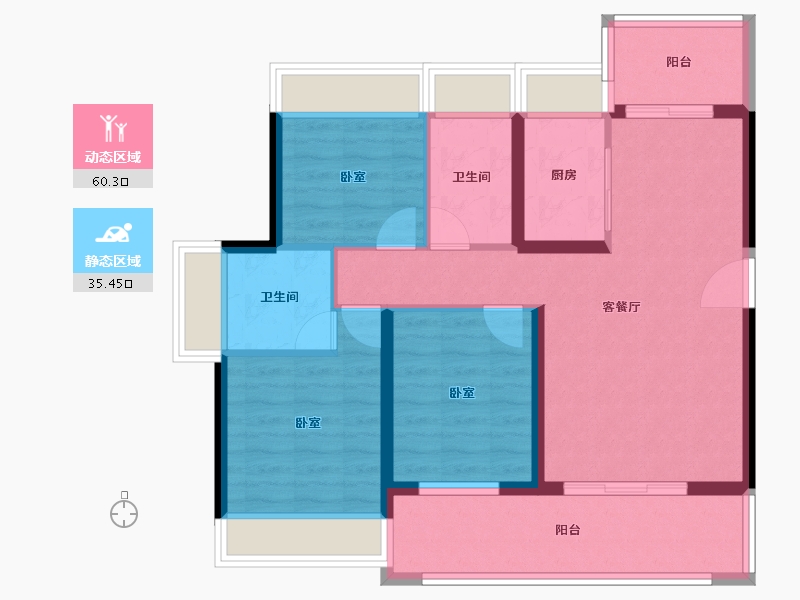 广东省-江门市-东方华庭-85.29-户型库-动静分区