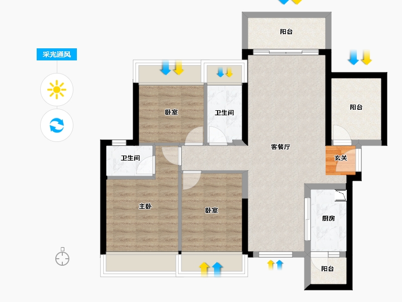 广东省-惠州市-伟业兰廷湾-82.45-户型库-采光通风